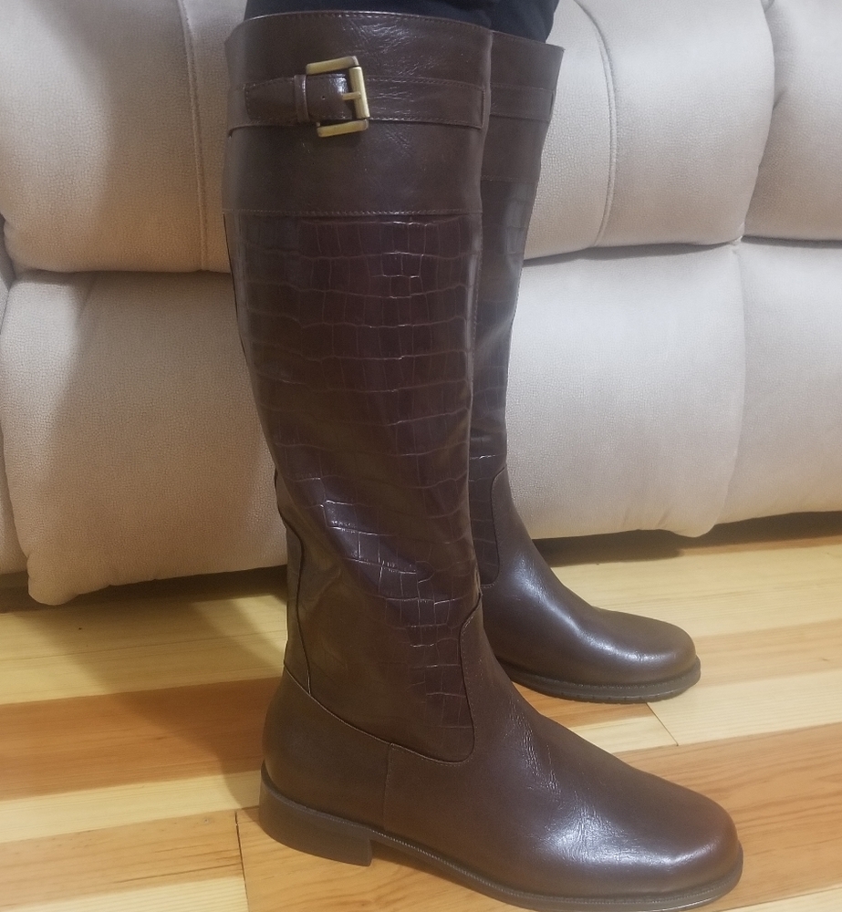New Aerosoles High Ride Brown Crocodile Boots